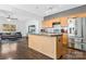 Kitchen with island and stainless steel appliances at 4152 Broadstairs Sw Dr, Concord, NC 28025