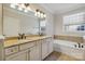 Elegant bathroom with double vanity and soaking tub at 4855 Star Hill Ln, Charlotte, NC 28214