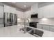 Modern kitchen featuring stainless steel appliances, white cabinets, and a large island with a double sink at 6503 Georgia Oak Rd, Charlotte, NC 28269