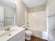 Clean bathroom with white tub, toilet and vanity at 908 Coffee Tree Ln, Rock Hill, SC 29732