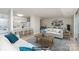 Virtually staged living room with light colored sofa and wooden coffee table at 9325 Old Concord Rd # C, Charlotte, NC 28213