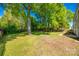 Spacious backyard featuring mature trees and a well-maintained lawn offers ample space for outdoor activities at 11006 Knight Castle Dr, Charlotte, NC 28277