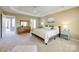 Inviting main bedroom with a tray ceiling, neutral tones, and ample natural light from the large windows at 11006 Knight Castle Dr, Charlotte, NC 28277