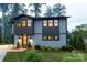 Modern two-story home with gray siding, manicured lawn, and updated landscaping at 113 Angler Pl, Mooresville, NC 28117