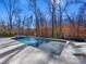 Luxury pool with spacious patio and tranquil wooded backdrop at 5706 Closeburn Rd, Charlotte, NC 28210