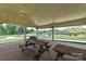 Community pavilion with picnic tables offering a shaded gathering spot, overlooking well-manicured lawns and a tennis court at 7522 Porrera St, Charlotte, NC 28214