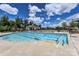 Outdoor pool view featuring lap lanes, a sunbathing deck, and mature trees providing a resort-like atmosphere at 7522 Porrera St, Charlotte, NC 28214