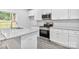 Modern kitchen with white cabinets, granite countertops and island at 305 Saddlewood Dr, Gastonia, NC 28056