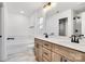 Elegant bathroom with double vanity and soaking tub at 3070 Swallowtail Ln, Kannapolis, NC 28027