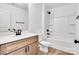 Clean bathroom with tub, shower, and vanity at 3070 Swallowtail Ln, Kannapolis, NC 28027