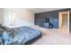 Main bedroom with a dark accent wall and en-suite bathroom at 9353 Creedmore Hills Dr, Charlotte, NC 28214