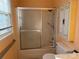 Bathroom with tub and shower, vanity with mirror at 190 Nine Patch Ln, Taylorsville, NC 28681