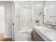 Clean bathroom with a walk-in shower, toilet and modern vanity at 203 Grandin Rd # 3, Charlotte, NC 28208