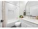 Clean bathroom with a bathtub, toilet and modern vanity at 203 Grandin Rd # 3, Charlotte, NC 28208