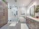 Modern bathroom with soaking tub and walk-in shower at 8100 Avanti Dr, Waxhaw, NC 28173