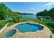 Private pool and spa with lake view at 8191 Deep Water Ln, Denver, NC 28037