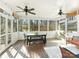 Screened sunroom with wood floors and ceiling fans at 8406 Tifton Rd, Charlotte, NC 28226