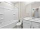 Clean bathroom featuring a shower and tub combination and toilet at 9223 Belcaro Ln, Charlotte, NC 28273