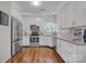 Modern kitchen featuring white cabinets, granite counters, and stainless steel appliances at 12749 Netherhall Dr, Charlotte, NC 28269