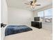 Spacious bedroom featuring a ceiling fan and large window with blinds at 6270 Durango Way, Denver, NC 28037