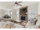 Stone fireplace with TV mount in the living room at 6270 Durango Way, Denver, NC 28037