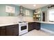 Modern kitchen with white subway tile backsplash and white appliances at 1223 India Hook Rd, Rock Hill, SC 29732