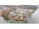 Aerial view of waterfront homes at 182 Grand View Dr, New London, NC 28127