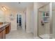 Bathroom with granite countertops and walk-in shower at 232 Morgans Branch Rd, Belmont, NC 28012