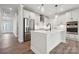 Modern kitchen with white cabinets, stainless steel appliances and island at 3209 Whispering Creek Dr, Indian Trail, NC 28079