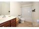 Bathroom with tub, toilet and vanity at 4182 Cordell Ct, Midland, NC 28107