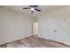 Spacious bedroom features a ceiling fan and large closet for ample storage at 4607 Ferguson Cir, Waxhaw, NC 28173
