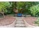 Landscaped seating area with stone walls at 7213 Fairway Vista Dr, Charlotte, NC 28226