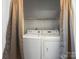 Laundry closet features a side-by-side washer and dryer for convenient in-home laundry at 9635 Veronica Dr, Charlotte, NC 28215