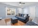 Bright living room featuring hardwood floors, a large window, and comfortable seating at 1107 Stonehenge Ln, Charlotte, NC 28216