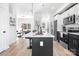 Modern kitchen with white and dark cabinets, quartz countertops, and an island with seating at 2041 Greenoak Dr, Shelby, NC 28152