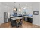 Modern kitchen with white and dark cabinets, quartz countertops and island with seating at 2549 Vail Ave, Charlotte, NC 28207