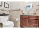 Updated bathroom with granite vanity, tile flooring, and decorative accents at 4944 Cornelia Dr, Charlotte, NC 28269