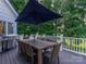 Spacious deck with large dining table, umbrella, and grill at 9 Pine Tree Rd, Salisbury, NC 28144