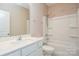 Clean bathroom with shower/tub combo and white vanity at 152 Suggs Mill Dr, Mooresville, NC 28115