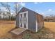 Gray barn-style shed with white accents at 3015 Pageland Hwy, Lancaster, SC 29720