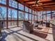 Spacious screened porch overlooking the lake with wicker furniture at 5220 Admirals Lndg, Lancaster, SC 29720