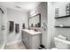 Double vanity bathroom with a large walk-in shower at 1110 Kirkland Ct, Concord, NC 28025