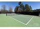 Well-maintained outdoor tennis court with net and dark fencing offers a great space for recreational play at 21222 W Tern Ct, Fort Mill, SC 29707