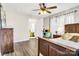 Bedroom with wood floors, built-in shelves, and view of living area at 2961 Great Falls Hwy, Lancaster, SC 29720