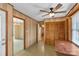 Galley kitchen with wood cabinets and built-in microwave at 3003 River Rd, Shelby, NC 28152