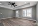 Spacious living room with hardwood floors and ceiling fan at 343 North Brook Iii School Rd, Vale, NC 28168