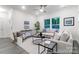 Modern living room with sectional sofa, coffee table, and ceiling fan at 1739 Dunloe St # 8242, Charlotte, NC 28206