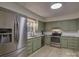 Updated kitchen boasts stainless steel appliances and green cabinets at 860 Nightingale Rd, Rock Hill, SC 29732