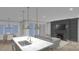Inviting living space with a kitchen island, dining area, and fireplace creating a warm ambiance at Lot 109 Mayes Meadow Dr # Woodford, Cornelius, NC 28078