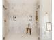 Modern shower with tiled walls, built-in niche, and bronze fixtures at Lot 11 Mayes Meadow Dr # Devonshire, Cornelius, NC 28078